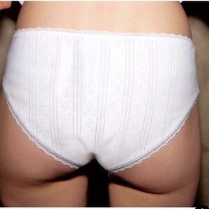 Zara Lace Trim Pointelle Panties white size small